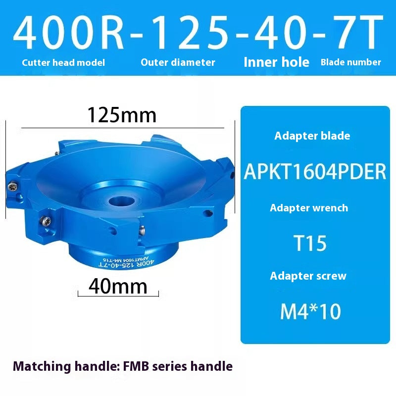 2084-Aluminum cutterhead fast feed flying cutterhead milling cutterhead right angle 45 degree milling cutterhead round nose milling cutterhead 400RKM12 Shandong Denso Pricision Tools Co.,Ltd.